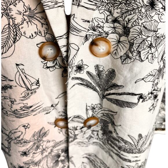 Halston Womens Ivory Blazer Tropical Black Size XL/L Fall NWOT - Picture 4 of 11